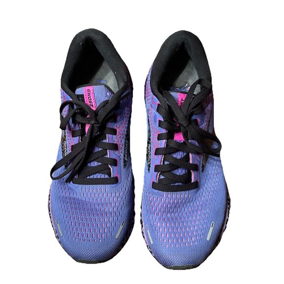 Brooks Ghost 14 Womens Size 8 Purple Leopard Athletic Running Shoes - Picture 2 of 5